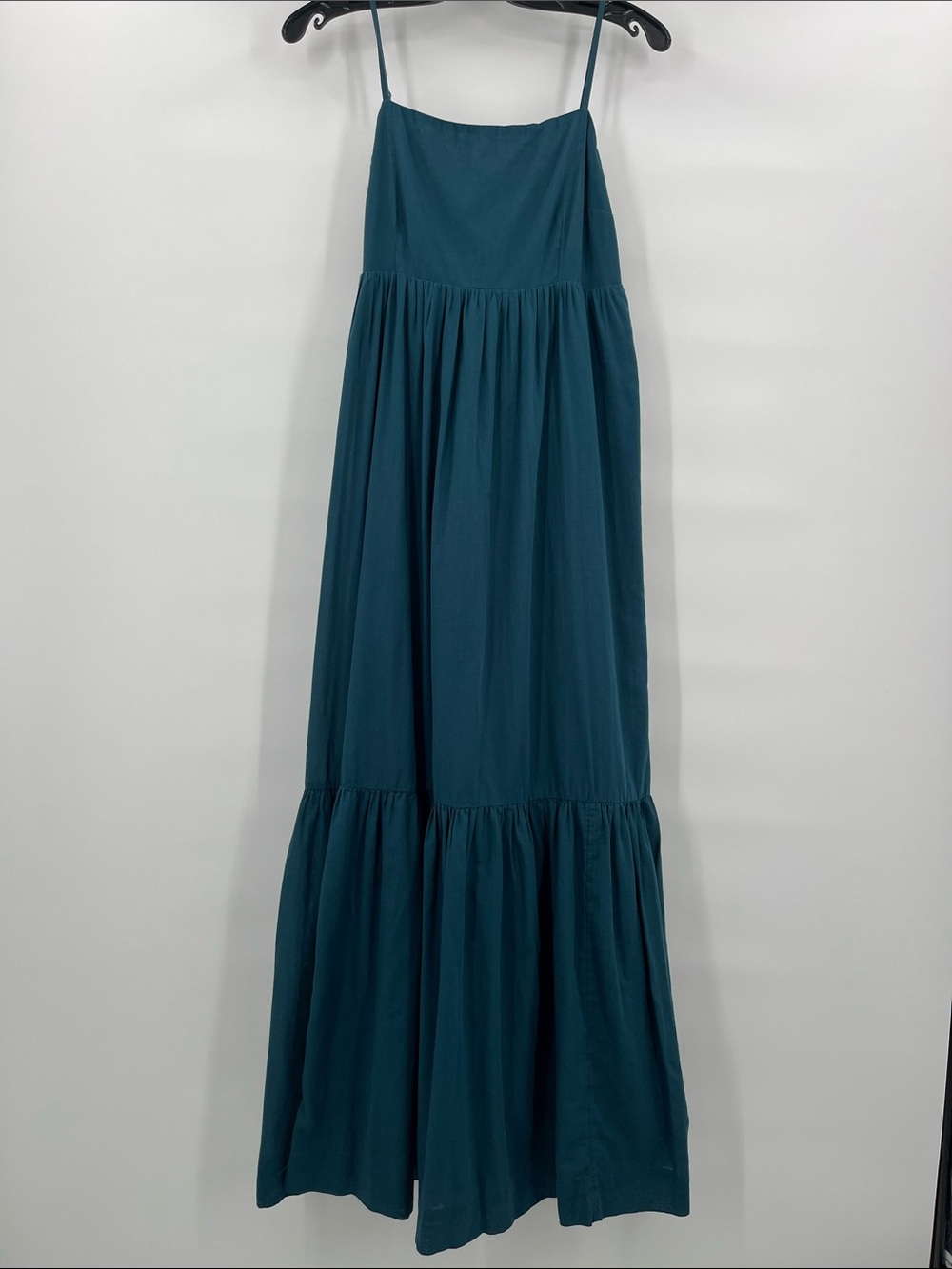 Abercrombie & Fitch Teal Spaghetti-Strap Lined Tiered Maxi Dress Size M